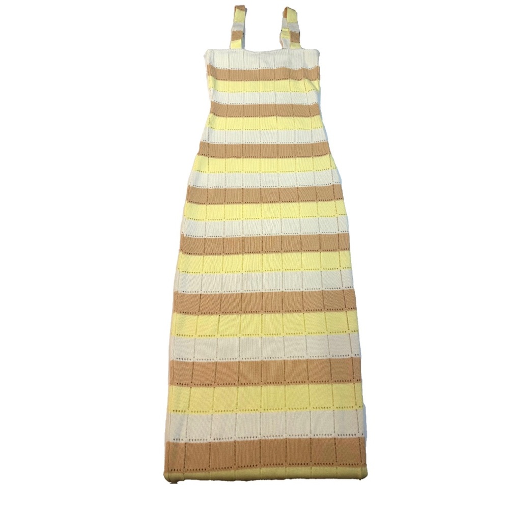 Lemon Butter Knit Maxi Dress Adjustable Straps Size S • Indi Luxe by Indikah